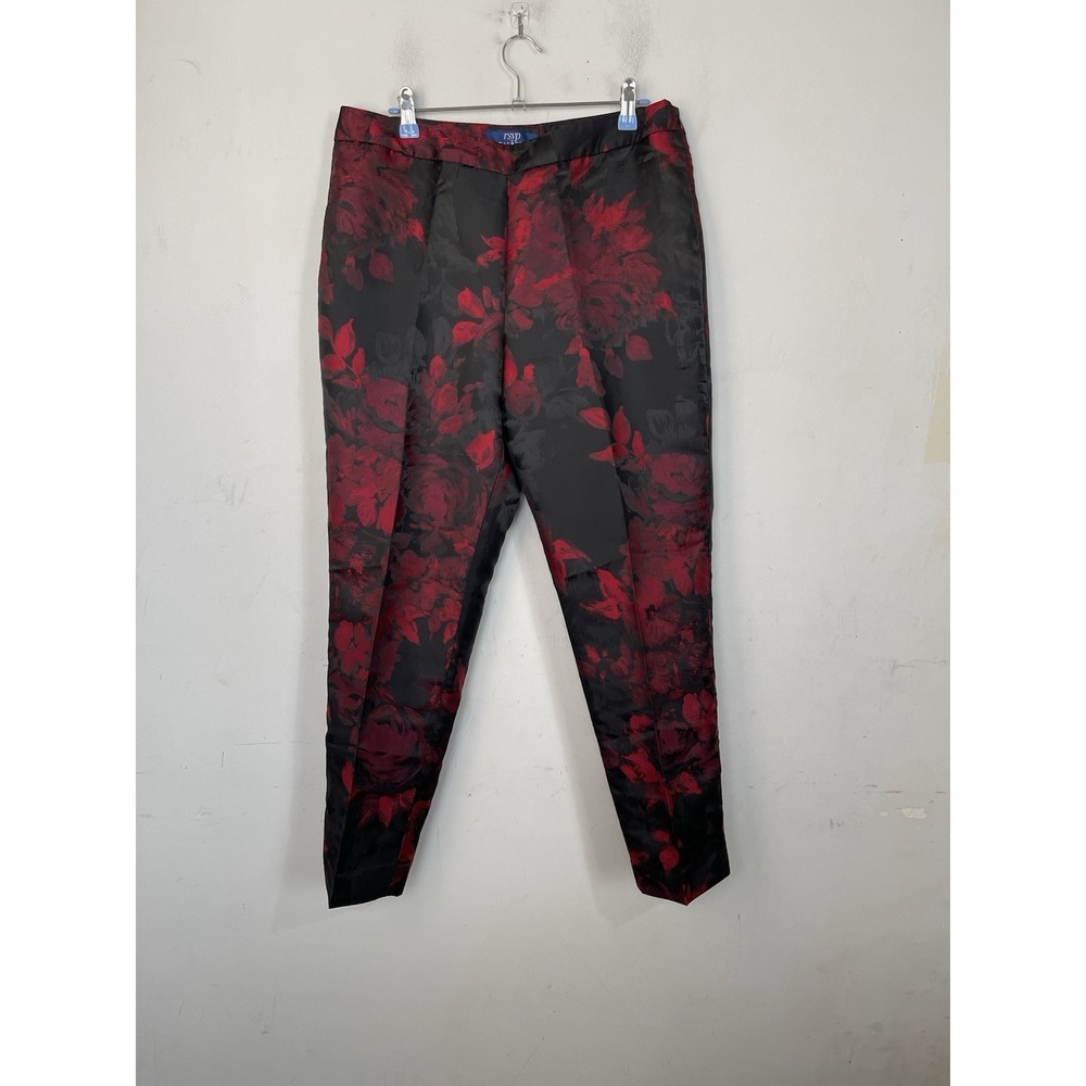 Talbots Womens Pants 10 Black Roses Gothic RSVP‎ Floral Romantic Date Valentines